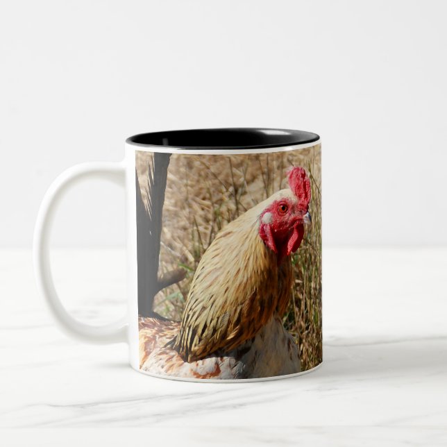 Rise and Shine Rooster Two-Tone Coffee Mug (Left)