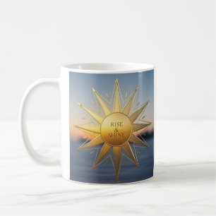 Rise and shine sleek geometric gold star  coffee mug