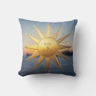Rise and shine sleek geometric gold star throw pillow