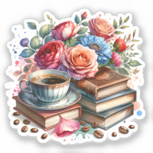 Rise and Shine Vintage Coffee Cup and Flowers