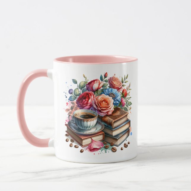 Rise and Shine Vintage Coffee Cup and Flowers (Left)