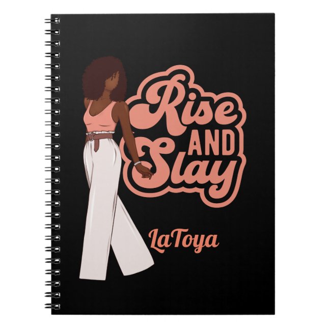 Rise and Slay Personalized Melanin Woman Notebook (Front)