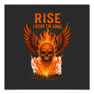 Rise From The Ashes – Flaming Skull with Fiery  Photo Print
