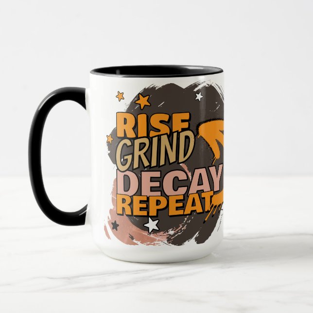 Rise Grind Decay Repeat – Funny Skull Halloween Co Mug (Left)