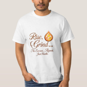 Rise. Grind. – Fire Within Hustle T-Shirt for Men