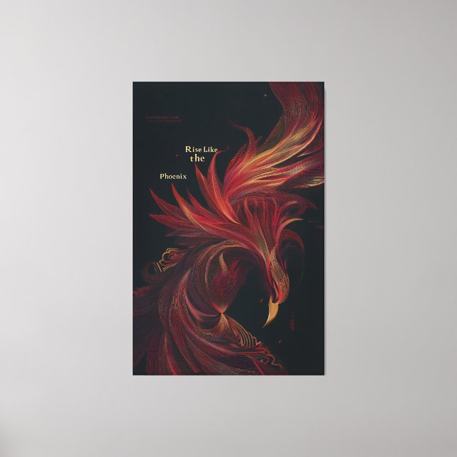 Rise Like the Phoenix Golden Line Art Canvas Print (Front)