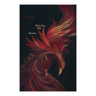 Rise Like the Phoenix Golden Line Art Photo Print