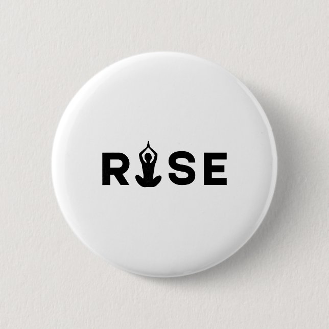 Rise Minimalist Yoga Silhouette  2 Inch Round Button (Front)