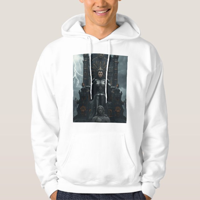  Rise of the AI Empress: Sci Fi Cyberpunk Art Hoodie (Front)