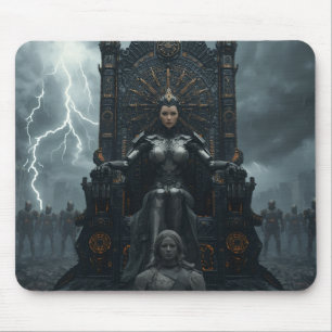 Rise of the AI Empress: Sci fi Cyberpunk Pad Mouse Pad