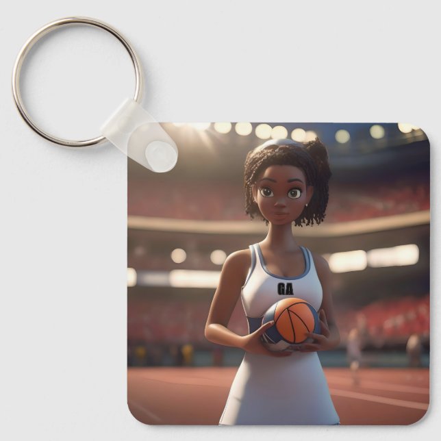 Rise Of The Brown Skinned Netball Girl, Keychain (Front)
