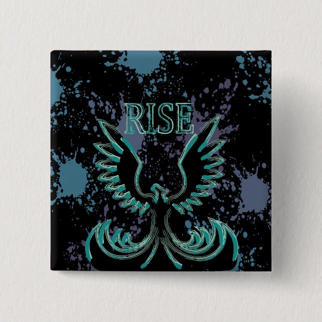 Rise Phoenix 2 Inch Square Button (Front)