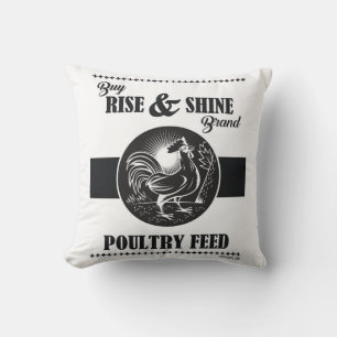 RISE & SHINE POULTRY FEED THROW PILLOW
