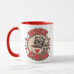 Rise & Shine Raccoon Coffee Lover Illustration Mug