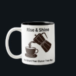 Rise & Shine Two-Tone Coffee Mug<br><div class="desc">Start your day off right with your exclusive "Rise & Shine and Start Your Gluten-Free Day" mug! Whether you're sipping your morning coffee, tea, or favorite gluten-free beverage, this mug is designed to inspire confidence and positivity every time you take a sip. Crafted from high-quality ceramic, this 11 oz mug...</div>