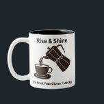 Rise & Shine Two-Tone Coffee Mug<br><div class="desc">Start your day off right with your exclusive "Rise & Shine and Start Your Gluten-Free Day" mug! Whether you're sipping your morning coffee, tea, or favorite gluten-free beverage, this mug is designed to inspire confidence and positivity every time you take a sip. Crafted from high-quality ceramic, this 11 oz mug...</div>