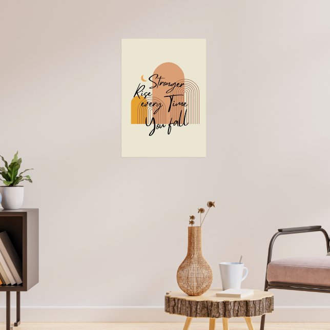 Rise Stronger Inspirational Modern boho Text Art Poster (Living Room 3)