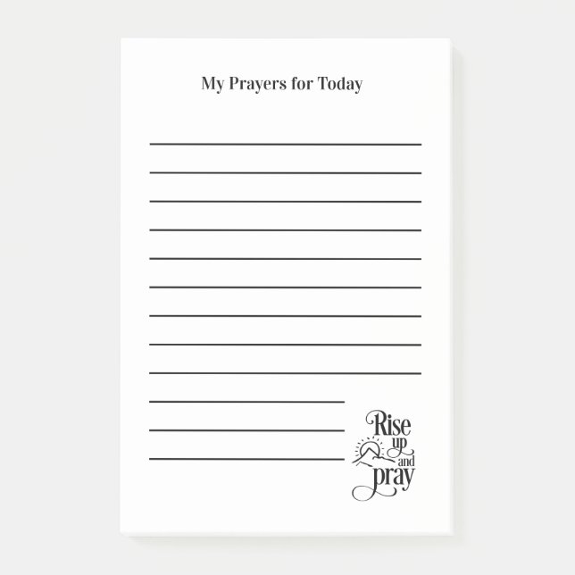 Rise Up and Pray White Prayer List Lined Post-it Notes (Front)