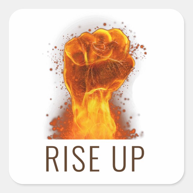 Rise Up Flaming Fist Square Sticker (Front)