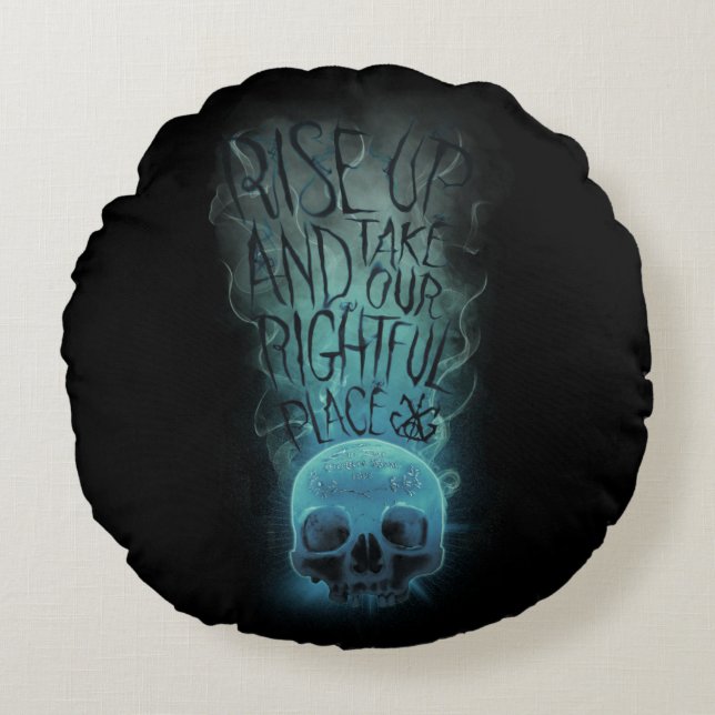 "Rise Up" Skull & Smoke Graphic Round Pillow (Front)