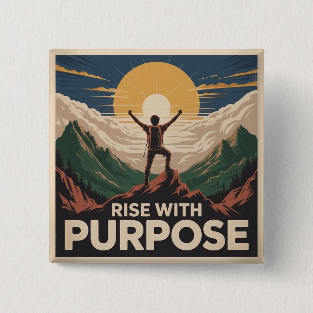 Rise With Purpose 2 Inch Square Button (Front)