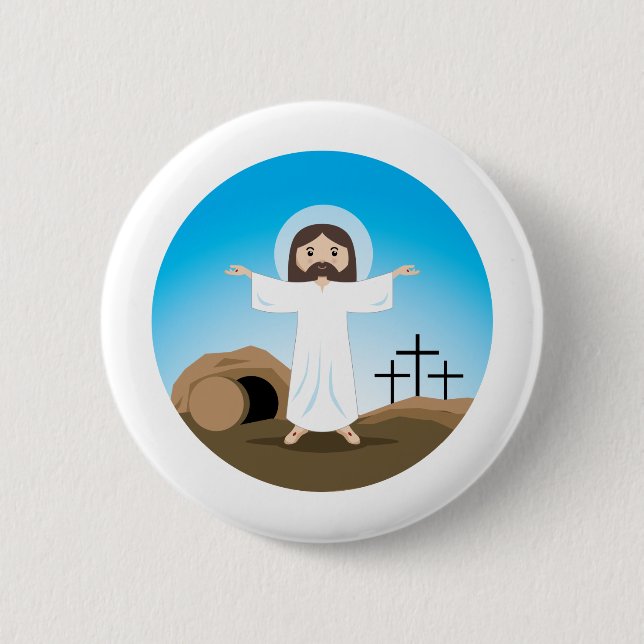 Risen Christ 2 Inch Round Button (Front)