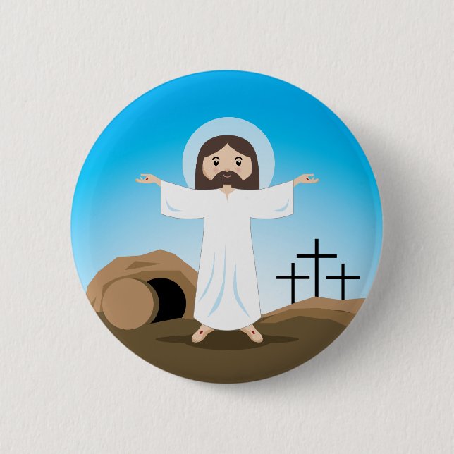 Risen Christ 2 Inch Round Button (Front)