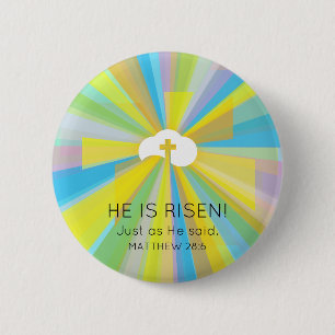 Risen Cloud and Cross with Colourful Light Rays 2 Inch Round Button