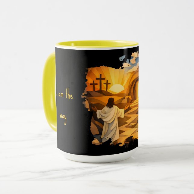 Risen Jesus Empty Tomb 3D Papercut 15oz Coffee Mug (Devant gauche)