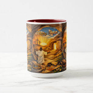 Risen Jesus Empty Tomb 3D Papercut Easter Combo Mug