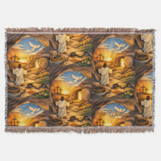 Risen Jesus Empty Tomb 3D Papercut Easter Throw Blanket
