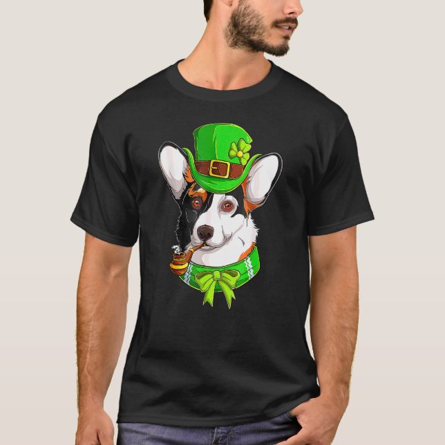 Rish Corgi St Patrick's Day Leprechaun Corgi T-Shirt (Front)