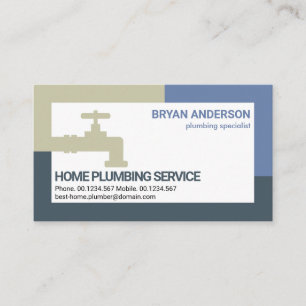 Rising Blue Water Faucet Border Plumber Business Card