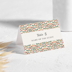 Rising Boho Indo Floral Mandala Wedding Place Card