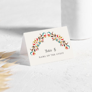 Rising Boho Indo Floral Mandala Wedding Place Card