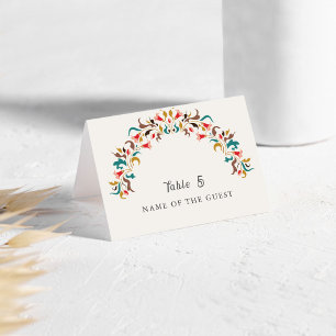 Rising Boho Indo Floral Mandala Wedding Place Card