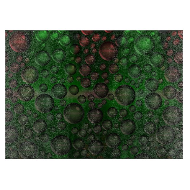 Rising Bubbles (Green&Red) Cutting Board (Front)