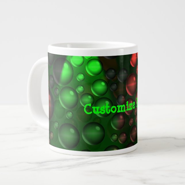 Rising Bubbles (Green&Red) Large Coffee Mug (Front Left)