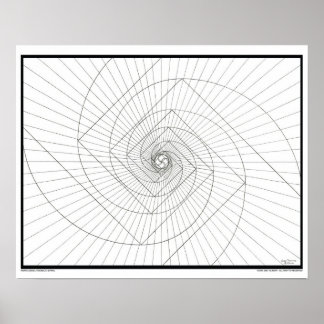 Rising Deosil Fibonacci Spiral Colouring Poster