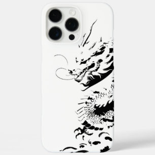 rising dragon in bold black and white, drawn ink iPhone 16 pro max case