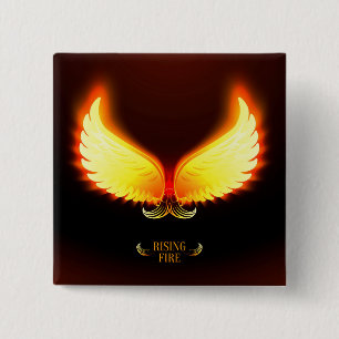 Rising Fire - Phoenix Wings 2 Inch Square Button