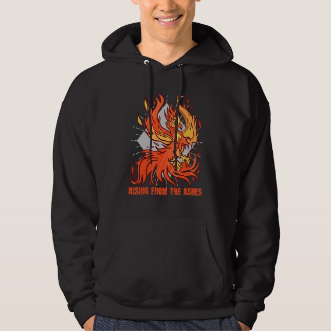 Rising from Ashes Cute Phoenix Firebird Fantasy Fi Hoodie (Front)