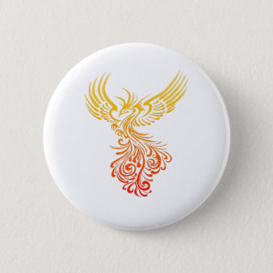 Rising From The Ashes Detailed Phoenix Flame Ombre 2 Inch Round Button