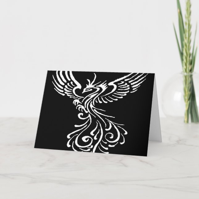 Rising From The Ashes Phoenix White Illustration Card (Front)
