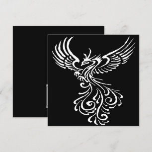 Rising From The Ashes Phoenix White Illustration Invitation