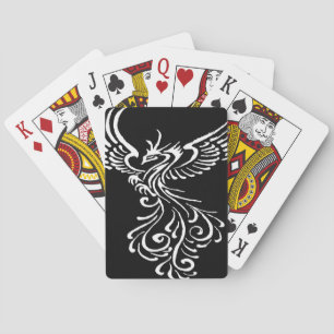 Rising From The Ashes Phoenix White Illustration Playing Cards