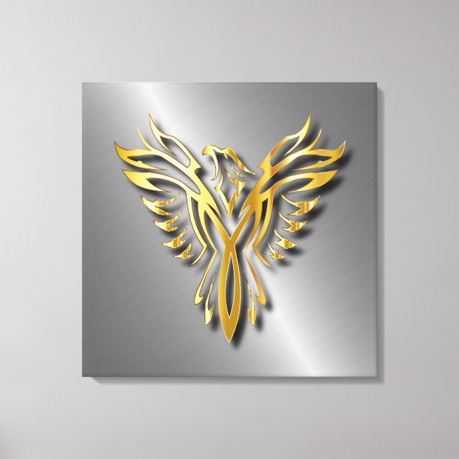 Rising Golden Phoenix Gold Flames With Shadows Canvas Print (Front)