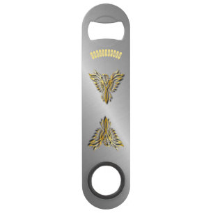 Rising Golden Phoenix Gold Flames With Shadows Speed Bottle Opener