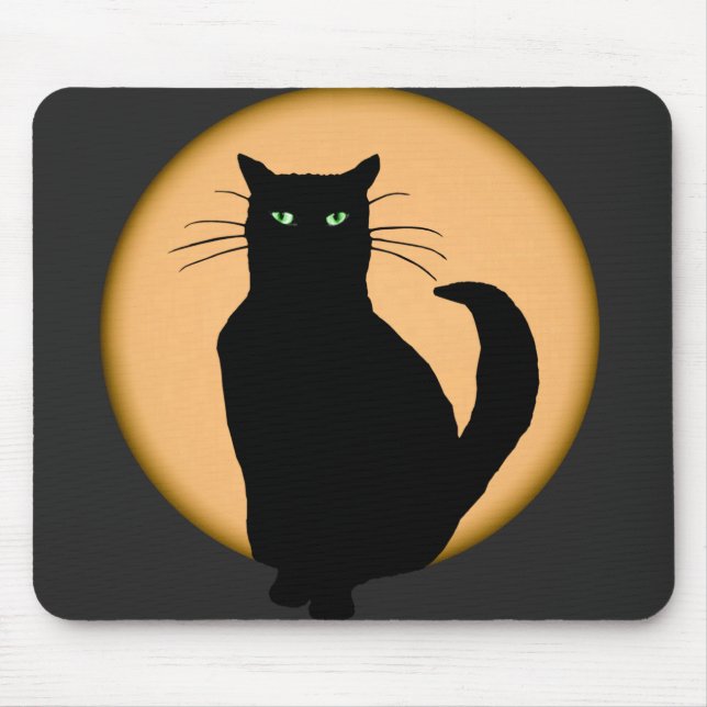 Rising Moon Cat Silhouette Mousepad (Front)