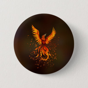 Rising Phoenix Bird 2 Inch Round Button